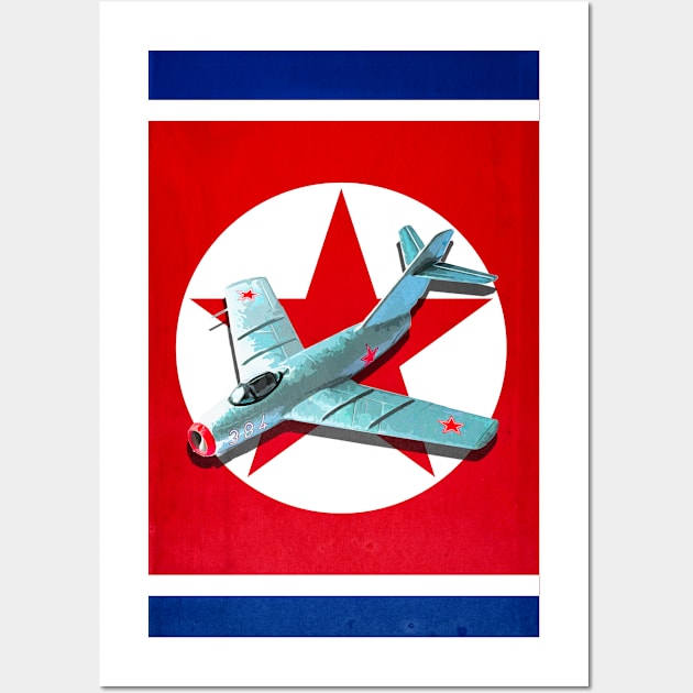 MIG15 on the North Korean Flag Wall Art by Pitmatic